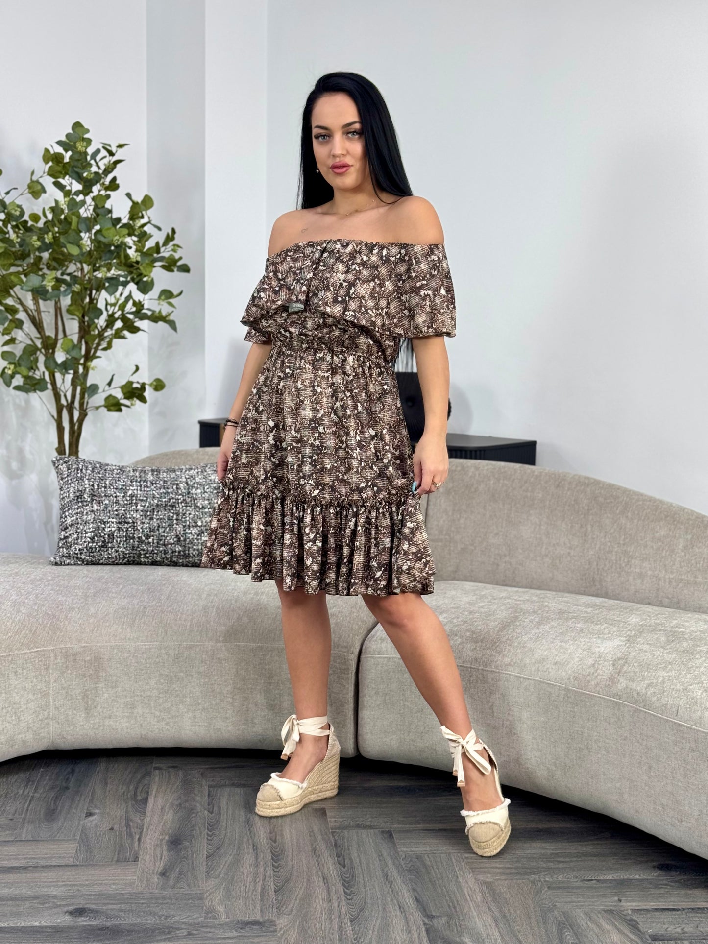 Rochie BELLA PRINT - Dark Brown