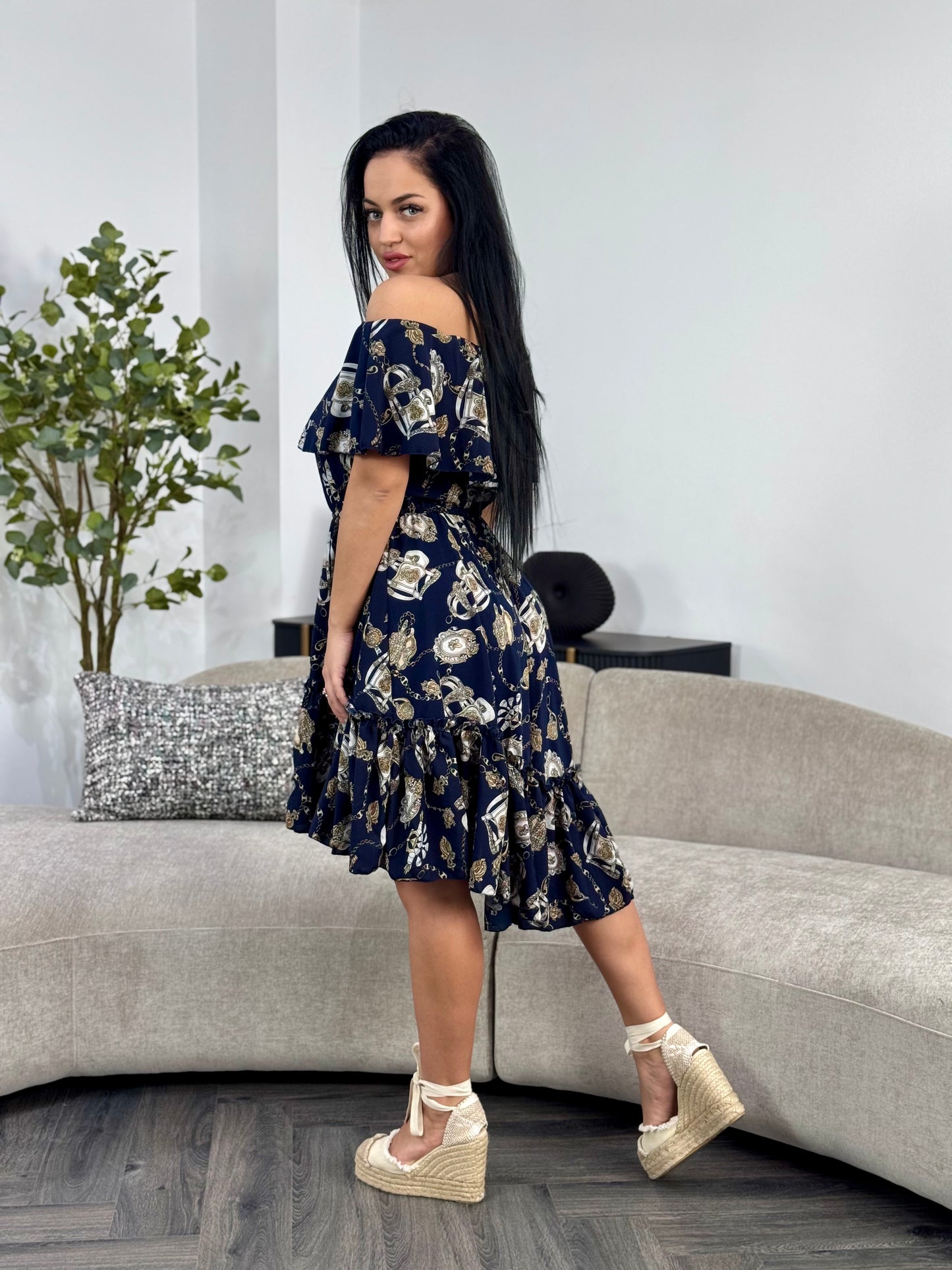 Rochie BELLA PRINT - Navy Blue Chains