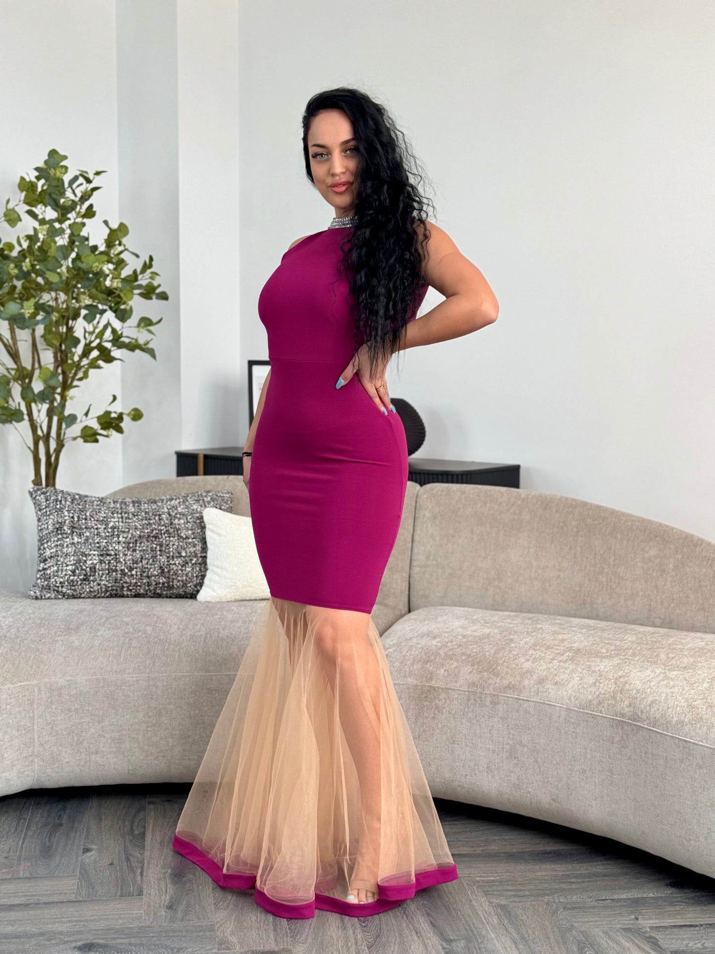 Rochie Lunga RANIA TULLE - Mov Orhidee