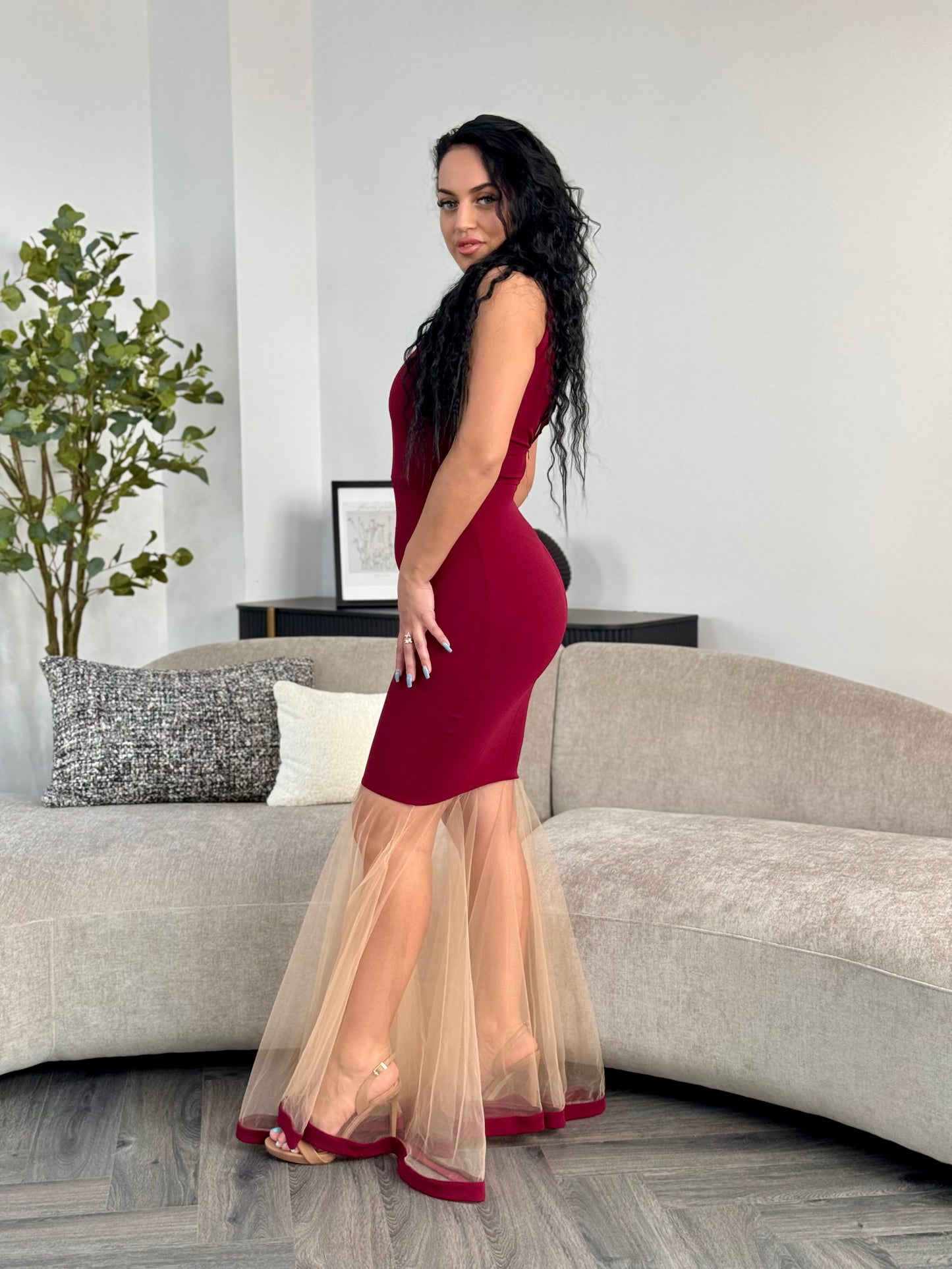 Rochie Lunga RANIA TULLE - BORDO