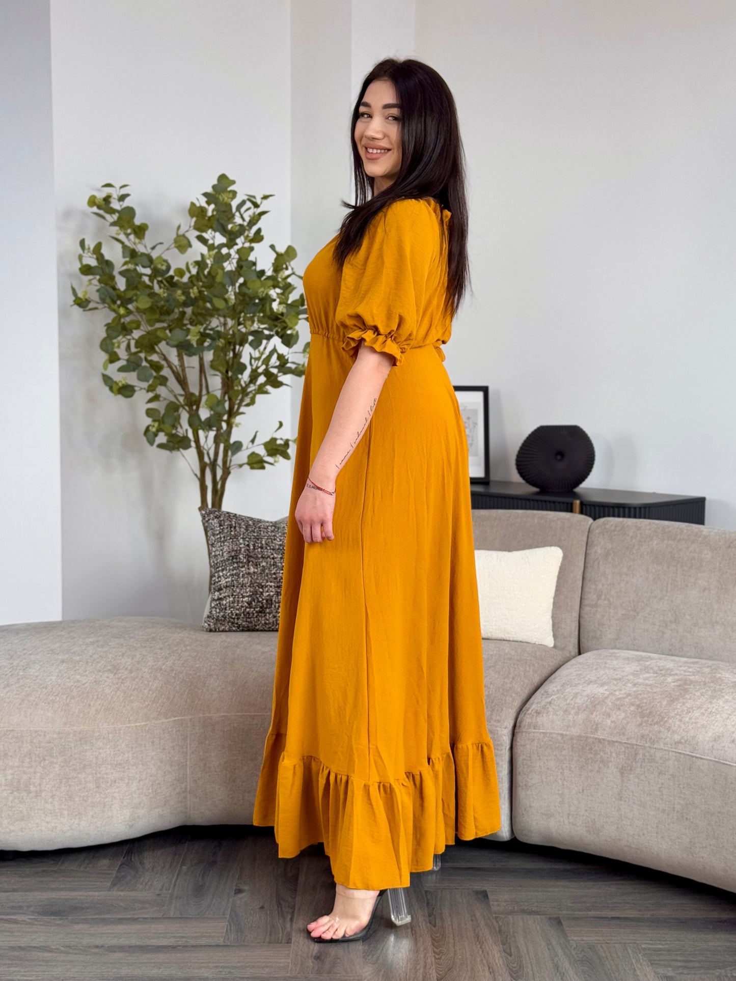 Rochie Anemona Long - Galben mustar