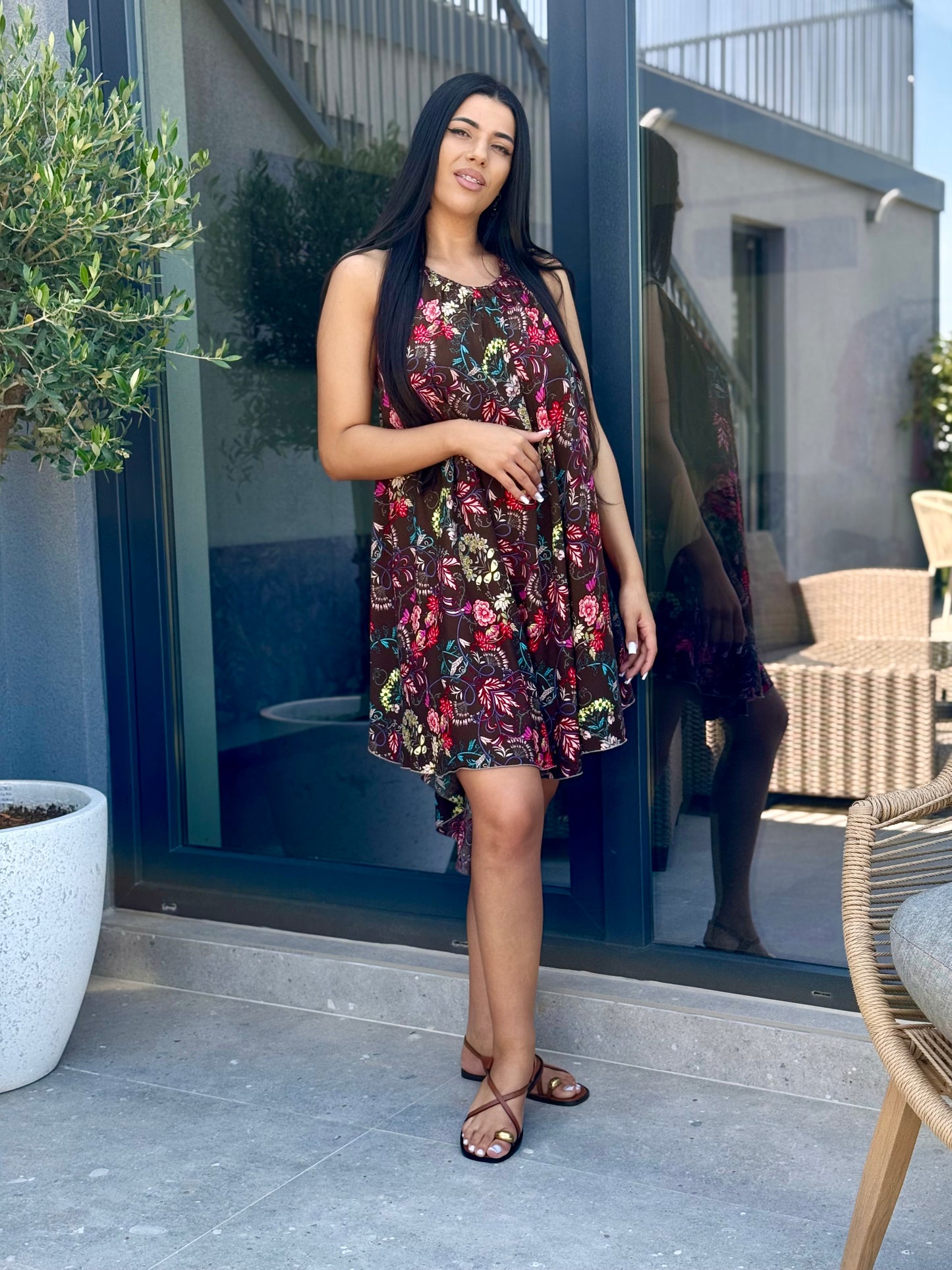 Rochie Summer - Brown Flowers