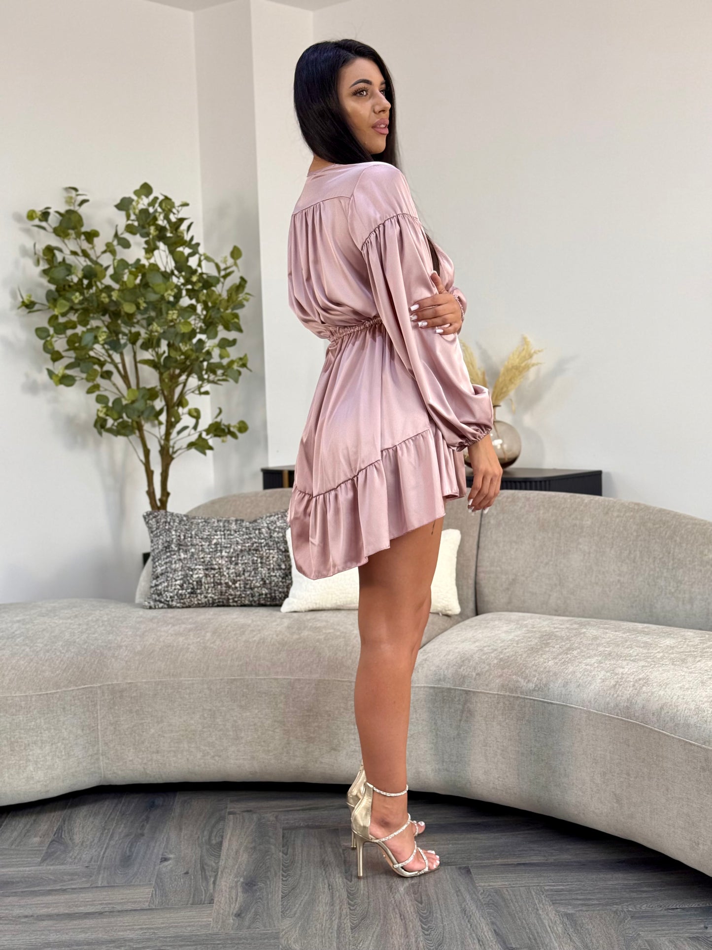 Rochie JAMELIA SATIN - Roz Pudra