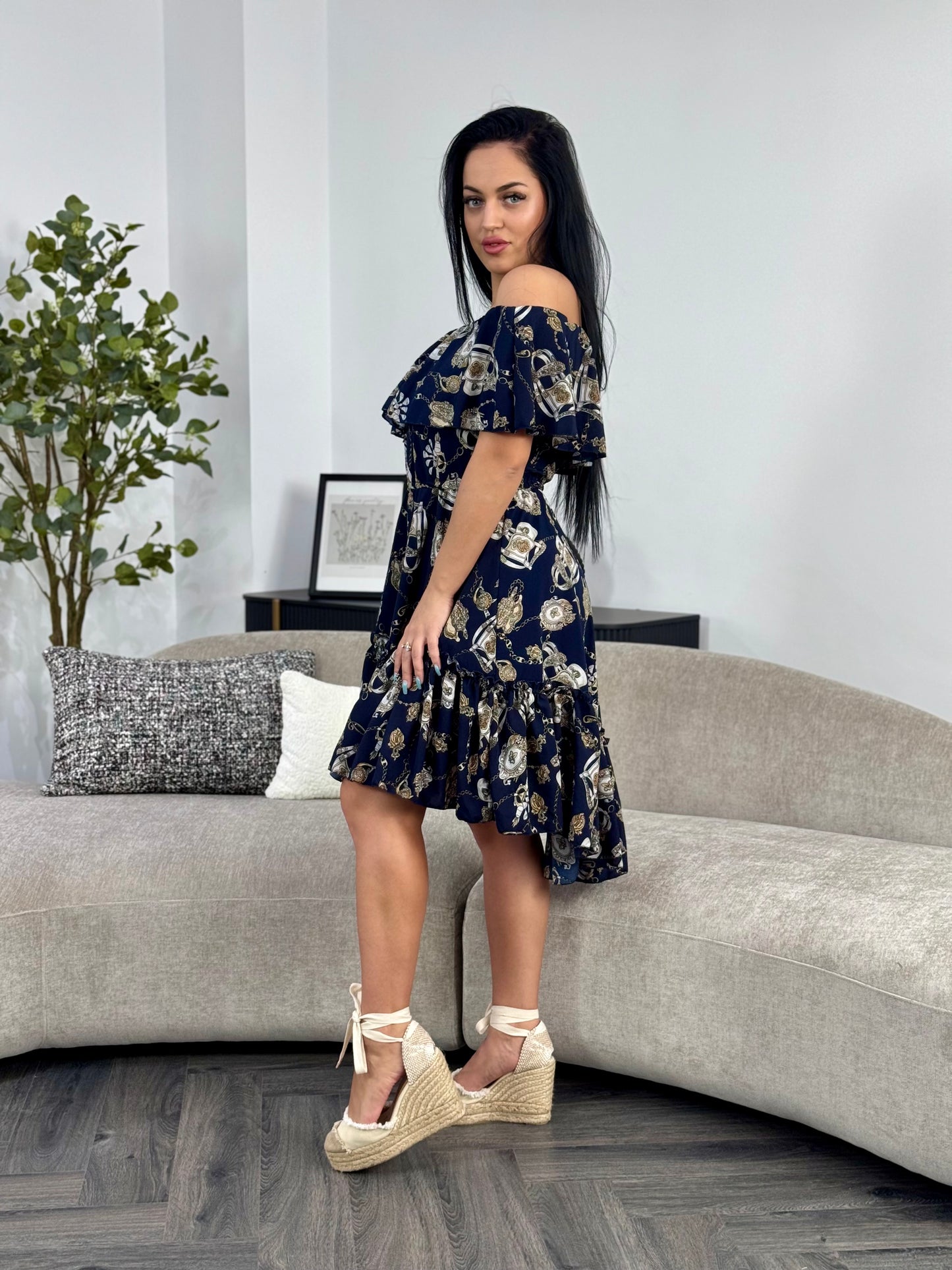 Rochie BELLA PRINT - Navy Blue Chains