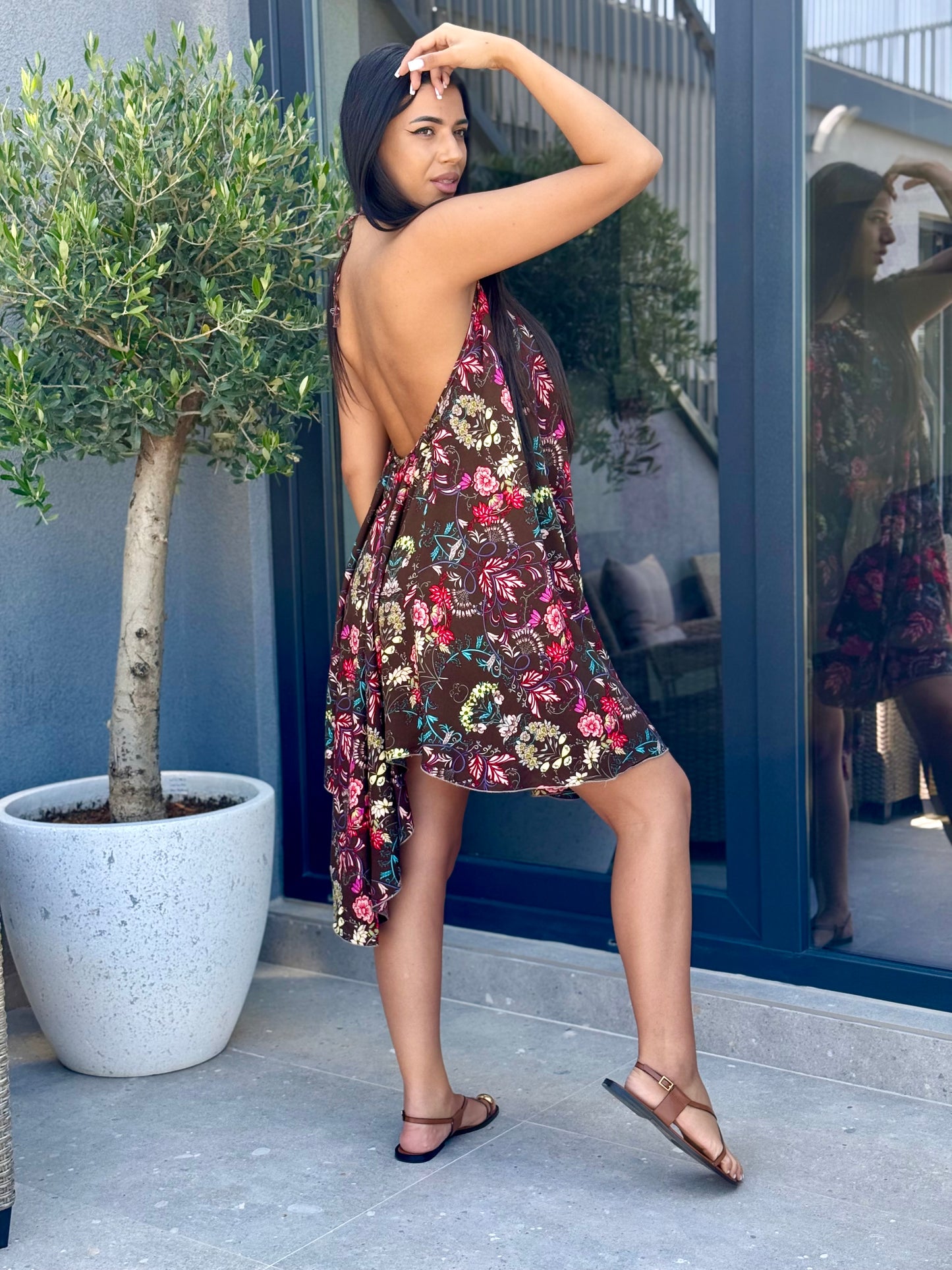 Rochie Summer - Brown Flowers