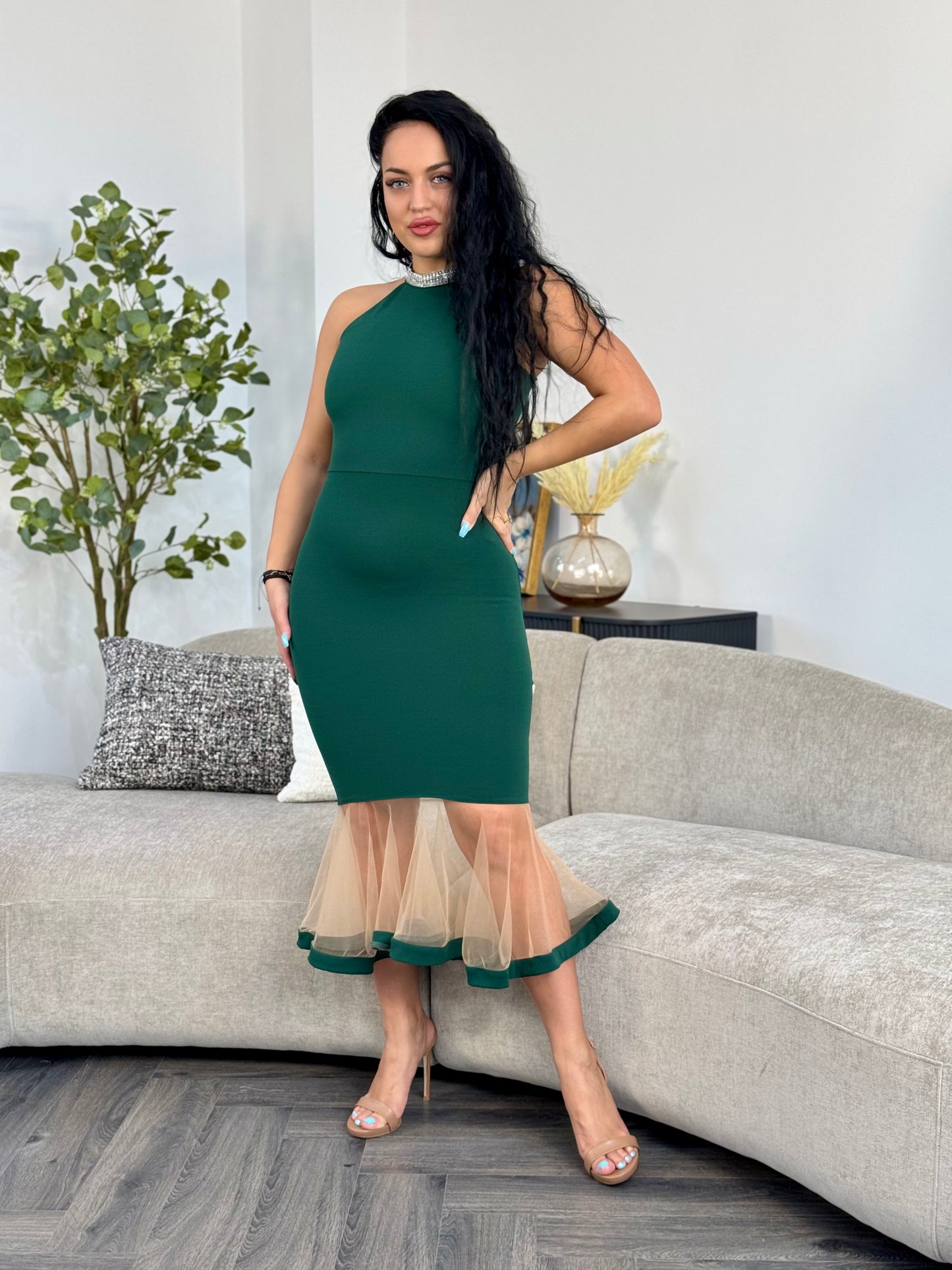 Rochie RANIA TULLE - VERDE INCHIS