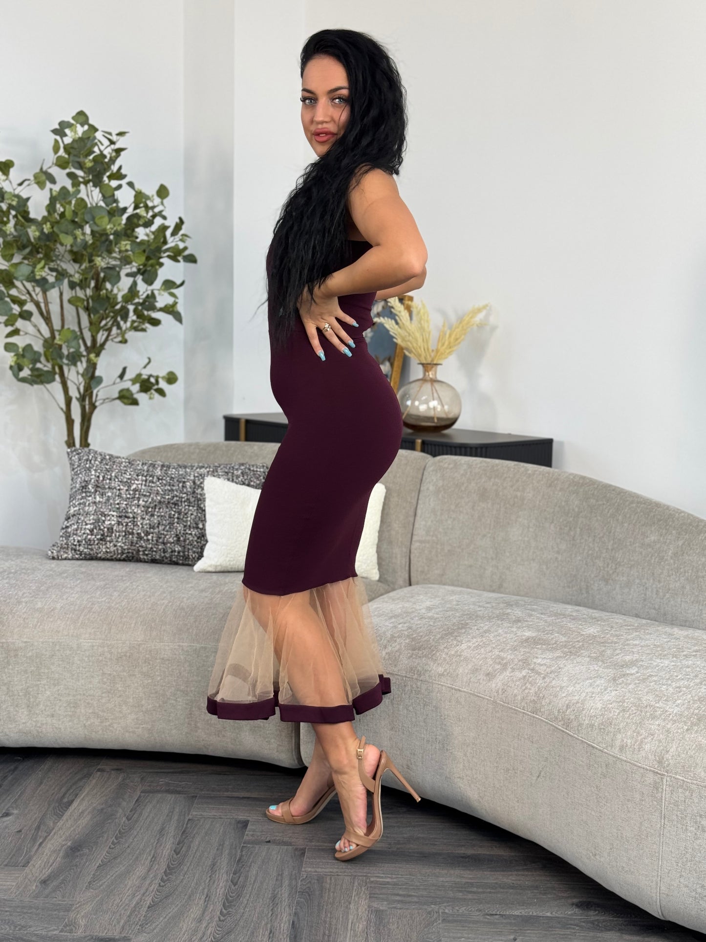 Rochie RANIA TULLE - BORDO MOV