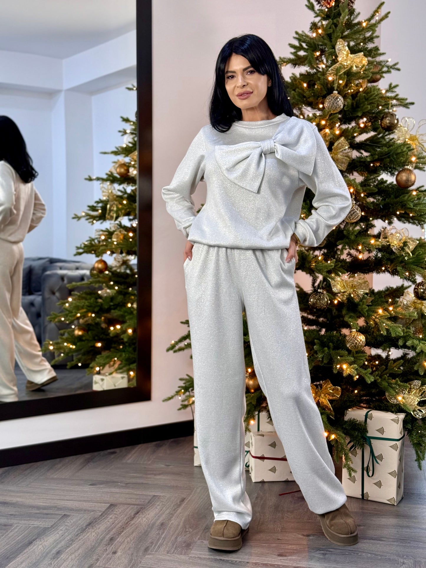 Costum Isra - Alb Glitter