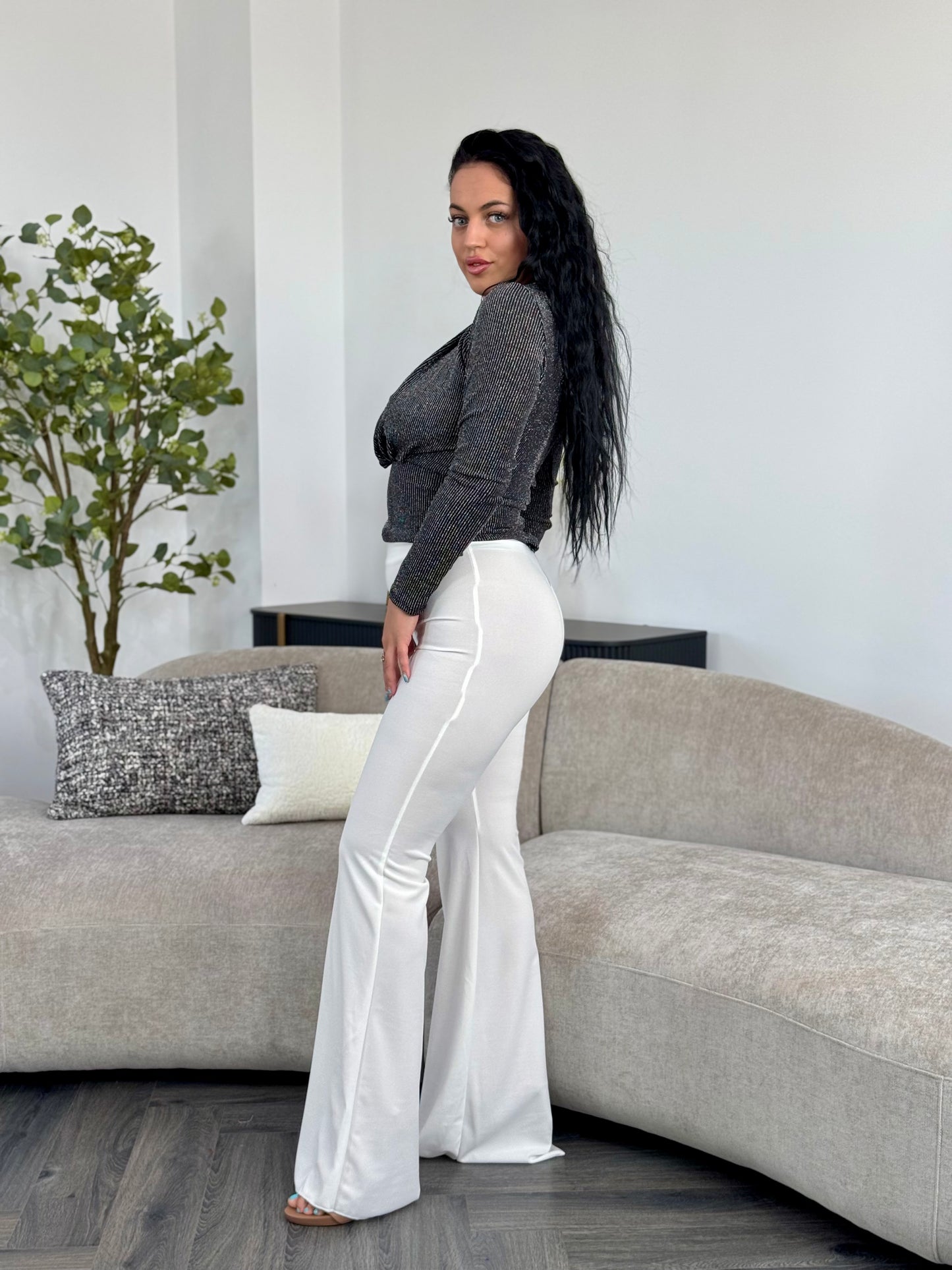 Pantaloni Evazati - White
