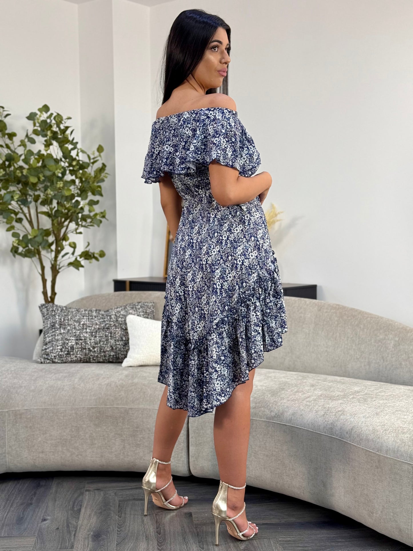 Rochie BELLA PRINT - Blue Flowers