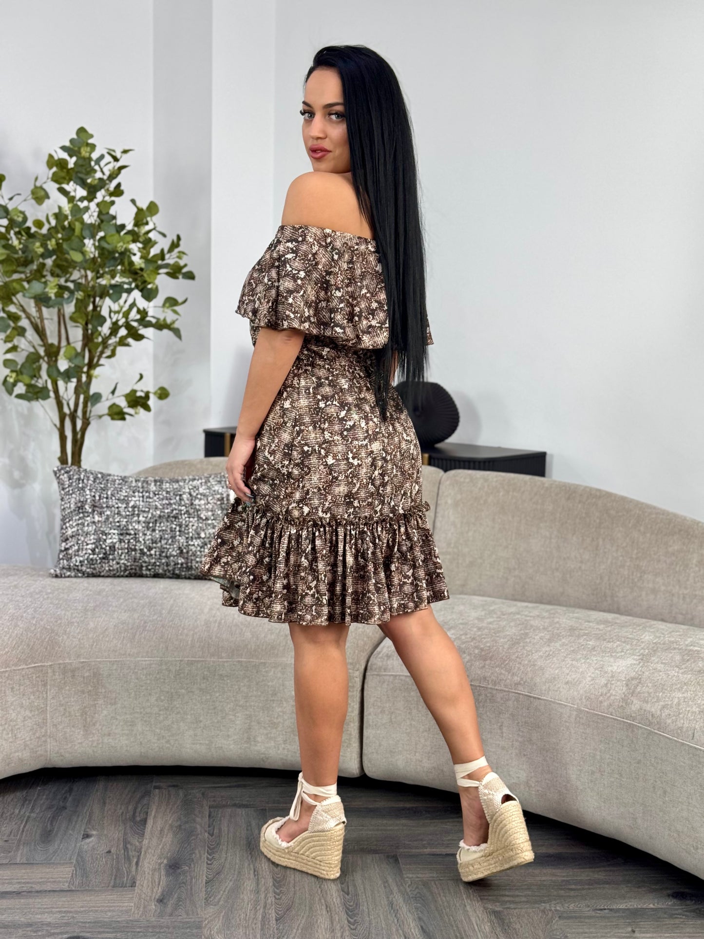 Rochie BELLA PRINT - Dark Brown