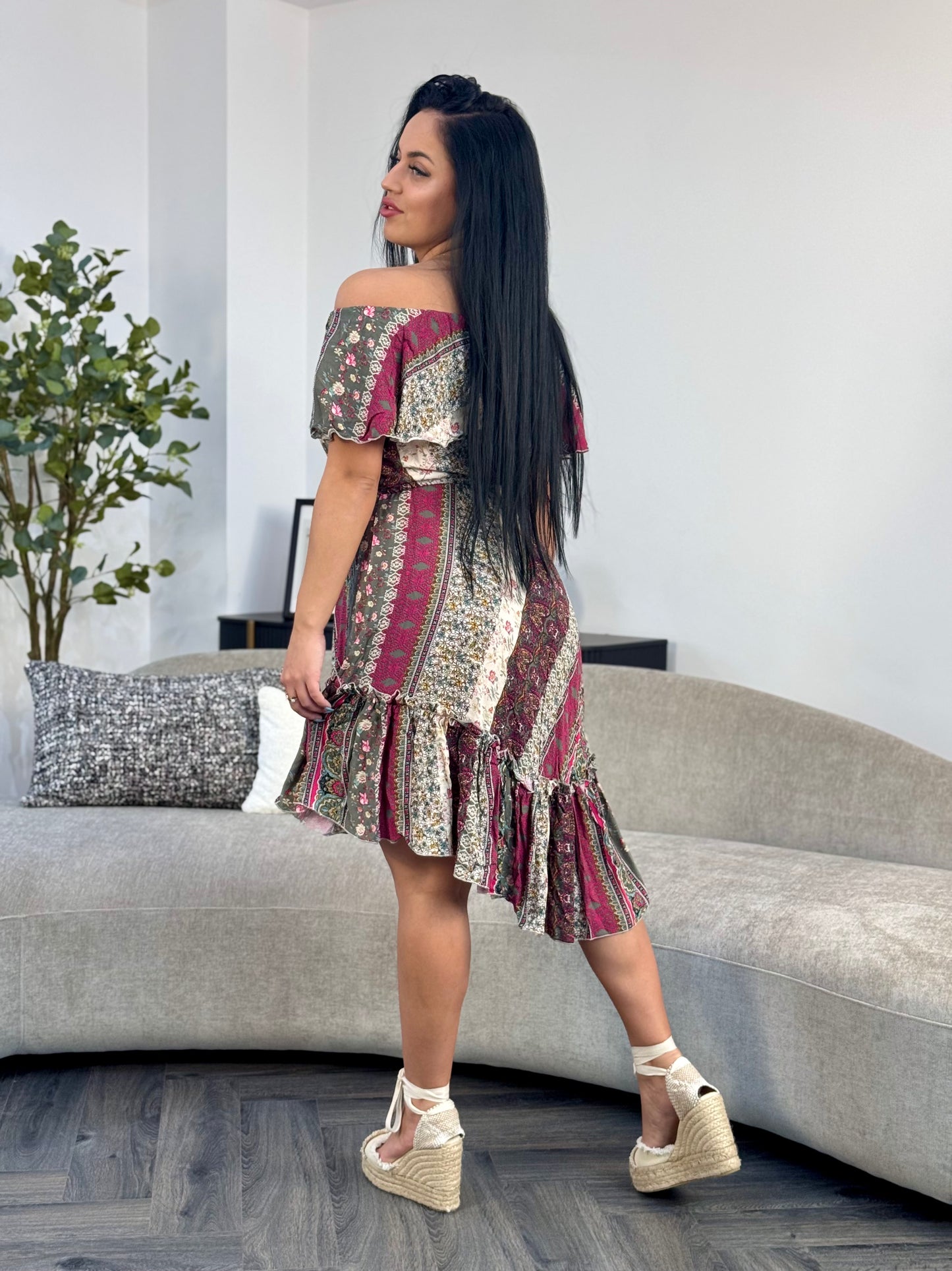 Rochie BELLA PRINT - Pink Colours