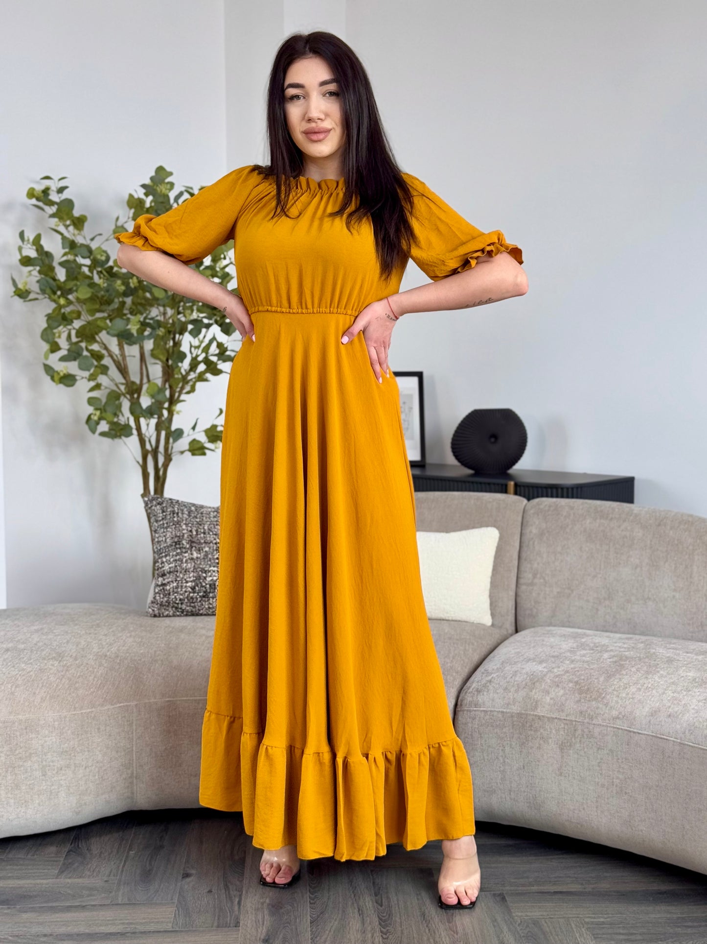 Rochie Anemona Long - Galben mustar