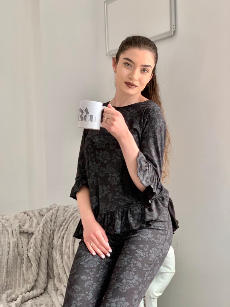 Pijama ADRIANA - FLOWER BLACK
