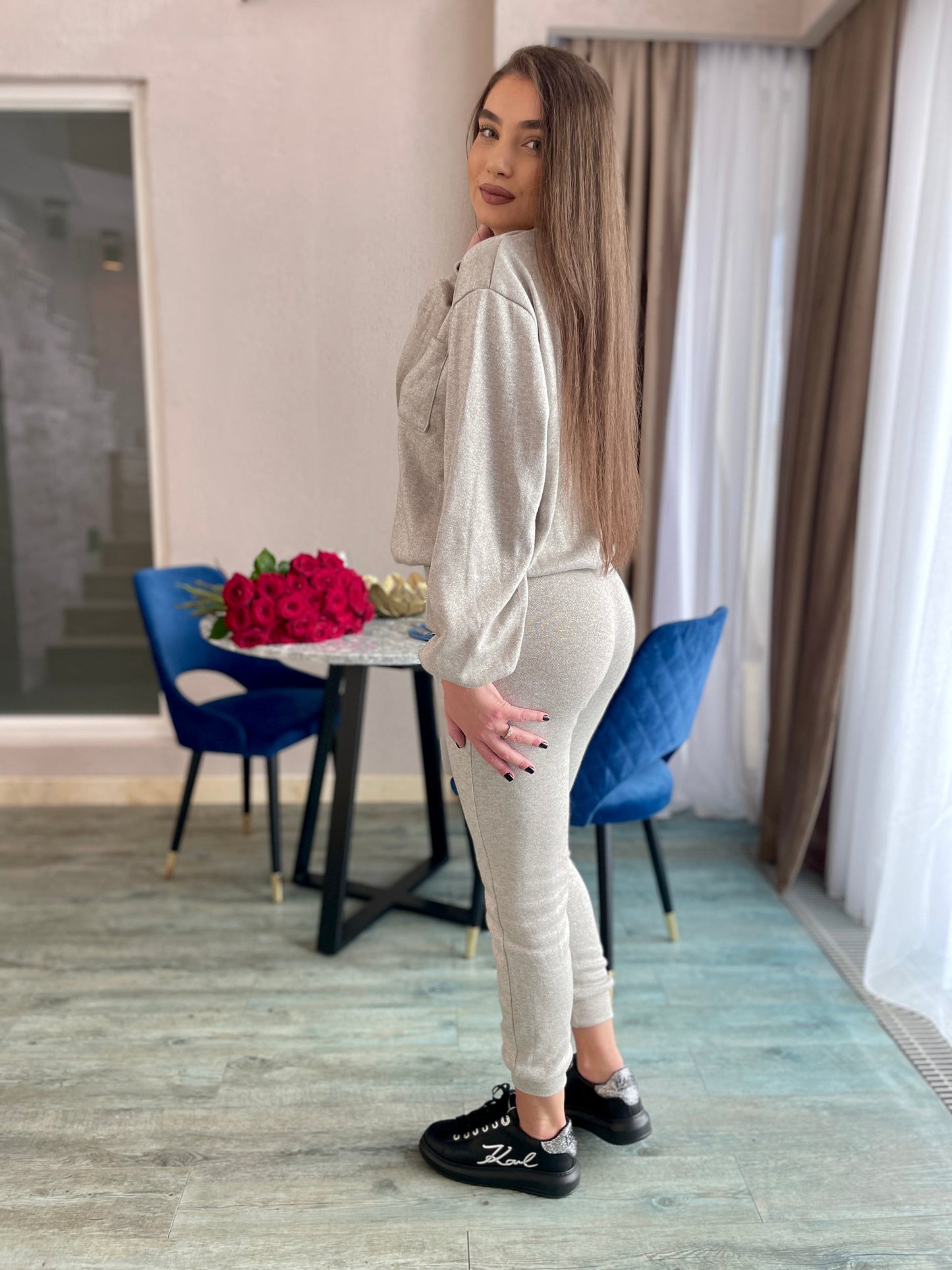 Costum Mona Glitter - Bej Auriu