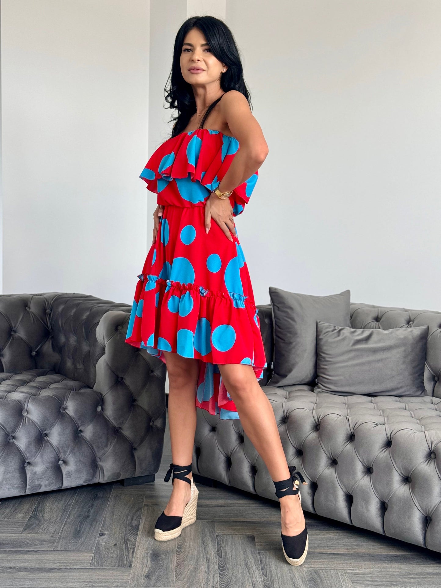 Rochie BELLA PRINT - Blue Dots