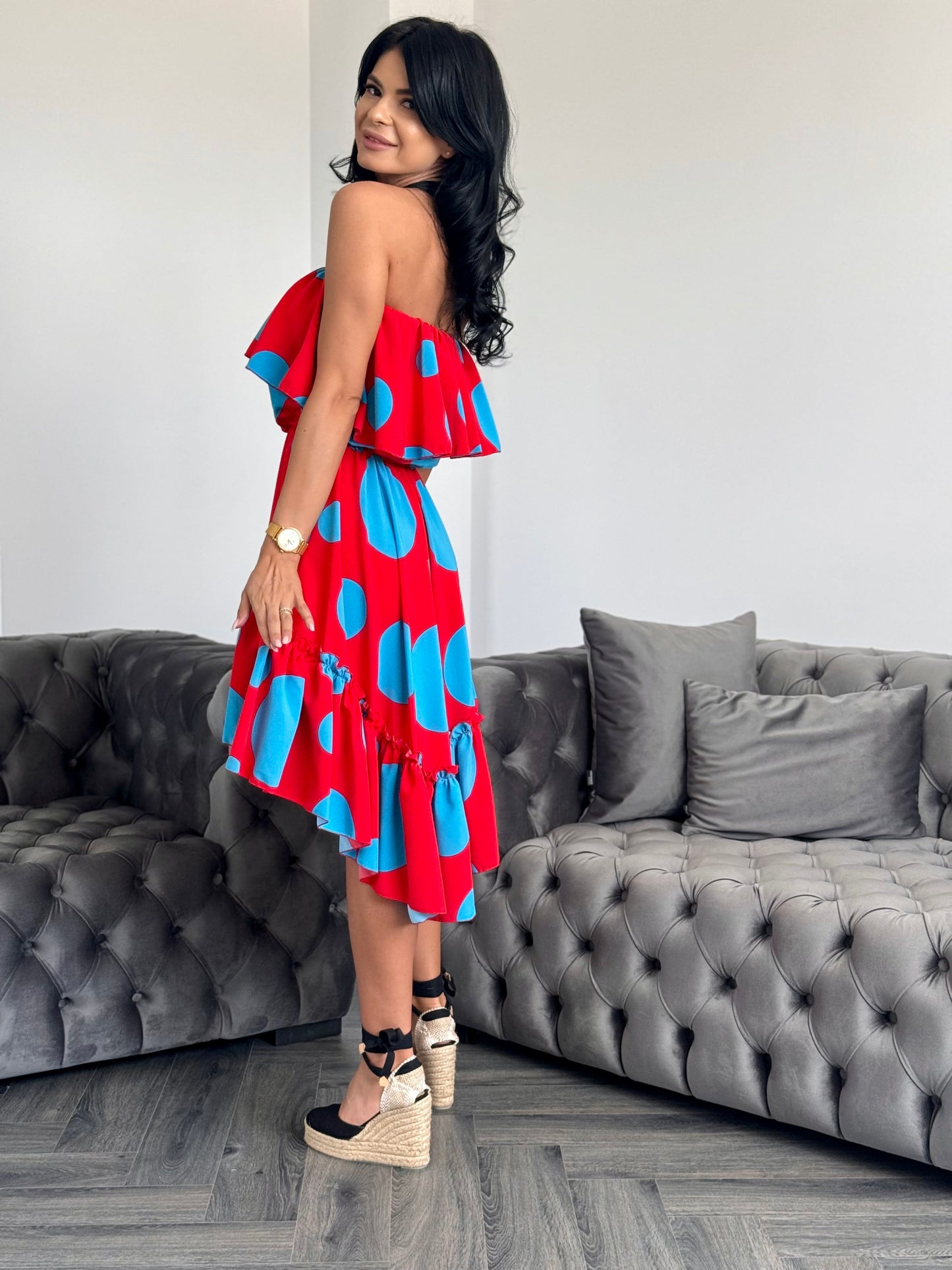 Rochie BELLA PRINT - Blue Dots