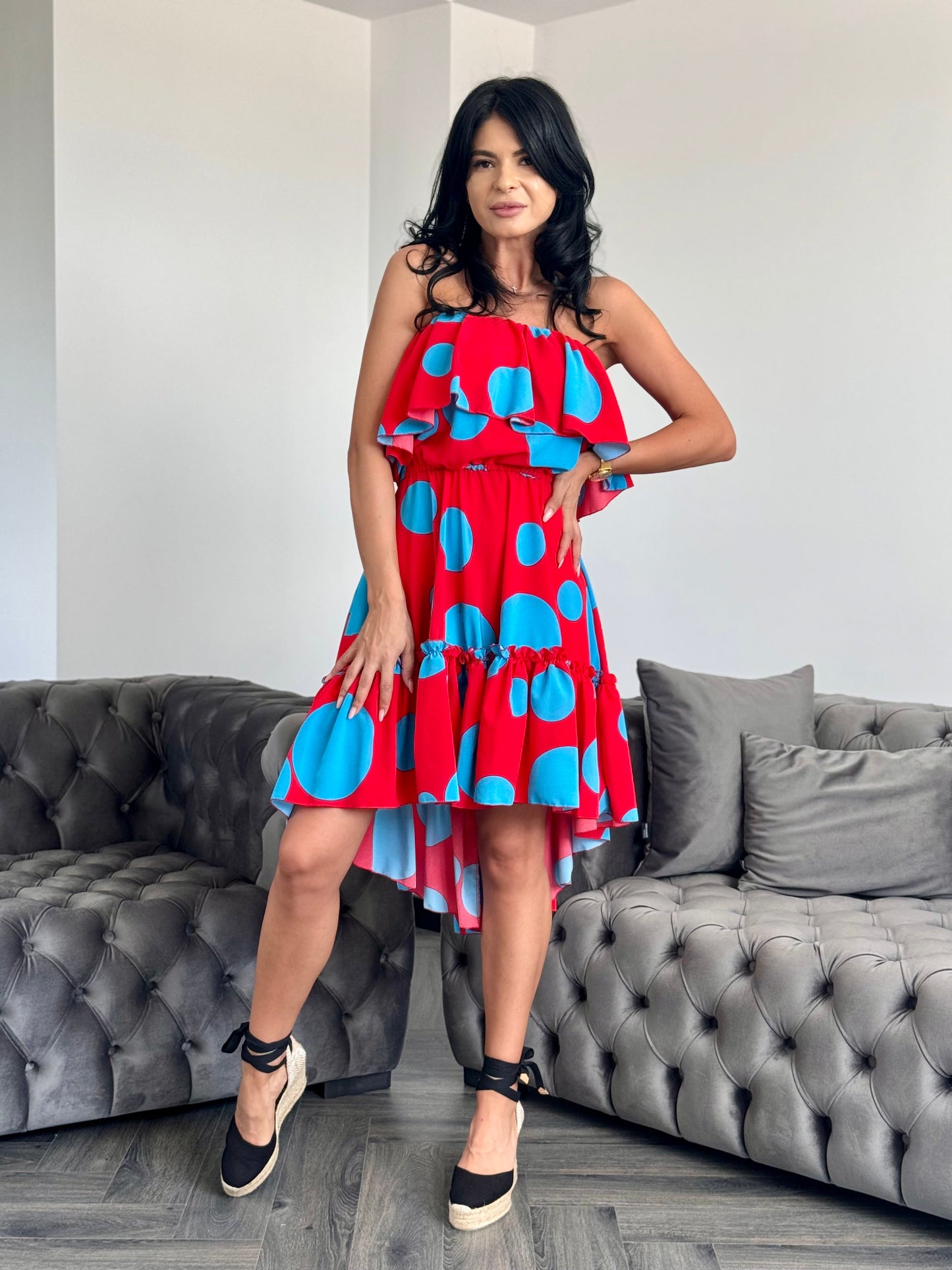 Rochie BELLA PRINT - Blue Dots