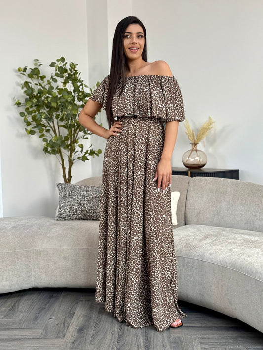 Rochie Lunga Eliza PRINT - Brown Print