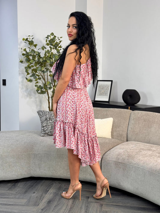 Rochie BELLA PRINT - Pink Flowers