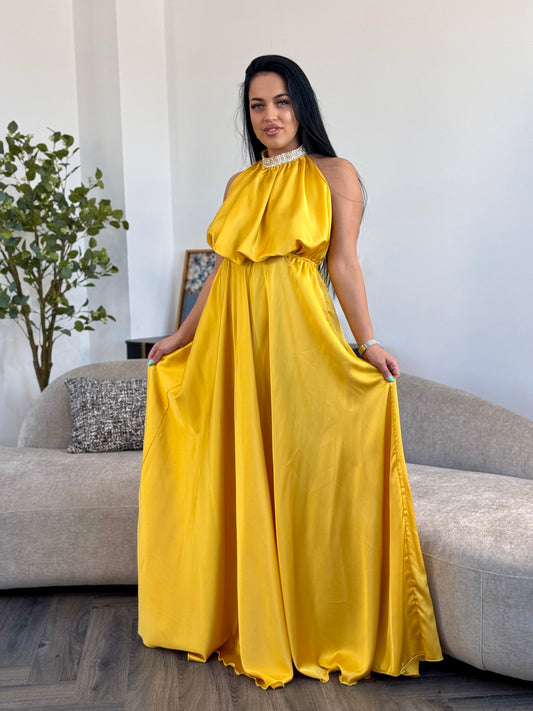 Rochie Lunga Ina Silky - Galben