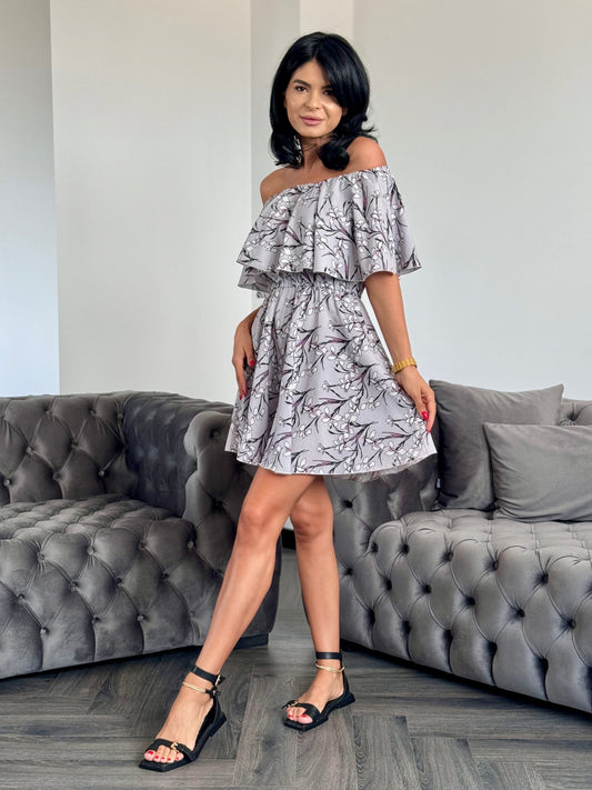 Rochie BELLA PRINT - Gray lily