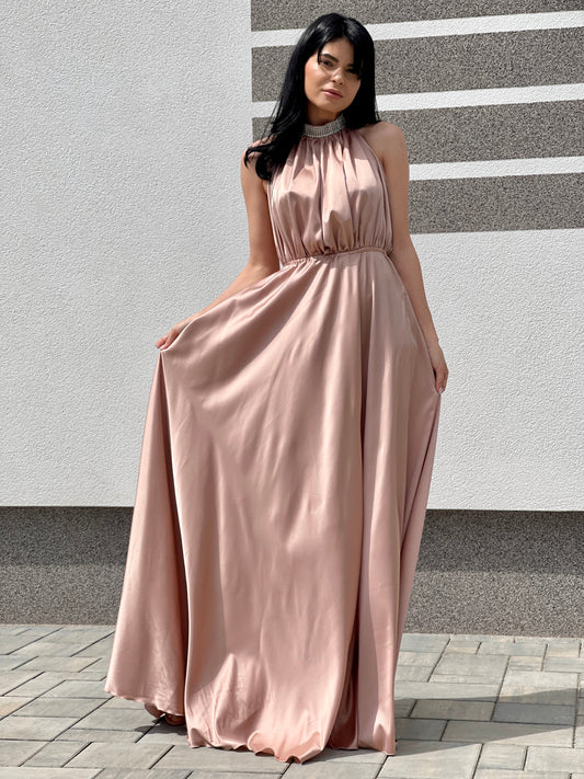 Rochie Lunga Ina Silky - Bronze