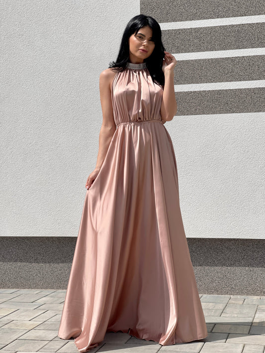 Rochie Lunga Ina Silky - Bronze